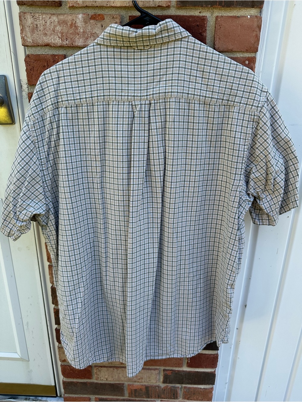 Men’s L Khakis Arrow Big Oxford Short Sleeve Button Down Earthy Tone Plaid Shirt - Picture 2 of 9